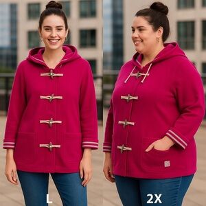 Vintage The Limited toggle hoodie jacket pink cotton Size L OVERSIZE!